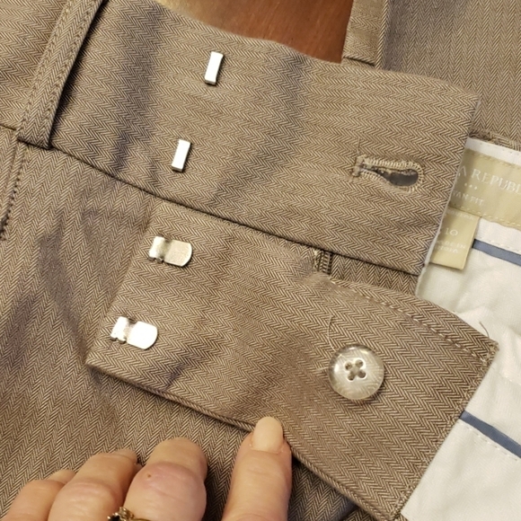 Banana Republic Trousers Tan 9" Mid Rise Cotton EUC 10 Business Attire - Picture 6 of 8